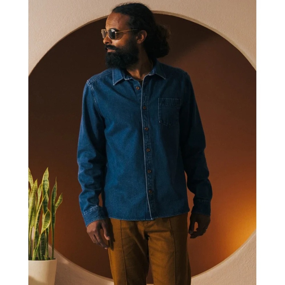 DANDY DEL MAR The Cartagena Denim Shirt in Indigo Men Large Tailored NWT $149